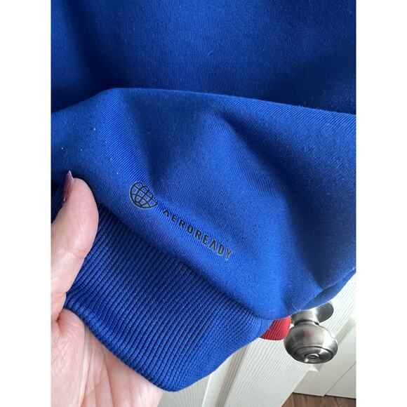 ADIDAS Men’s University Of Kansas KU Jayhawks NCAA Basketball Fleece Hoodie Sz L - Picture 5 of 10